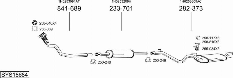 Bosal SYS18684 - Система выпуска ОГ avtokuzovplus.com.ua