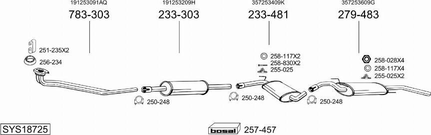 Bosal SYS18725 - Система випуску ОГ autocars.com.ua