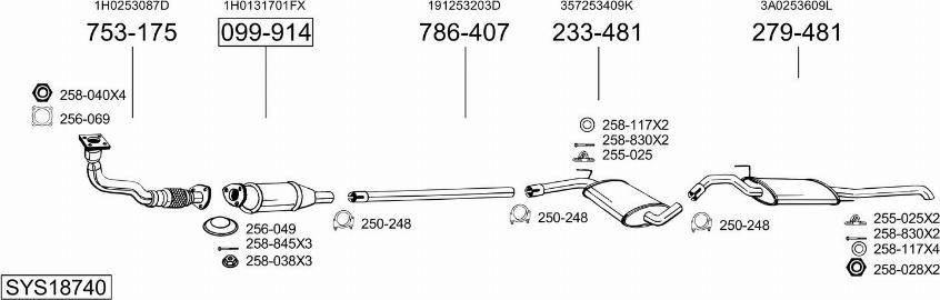 Bosal SYS18740 - Система випуску ОГ autocars.com.ua