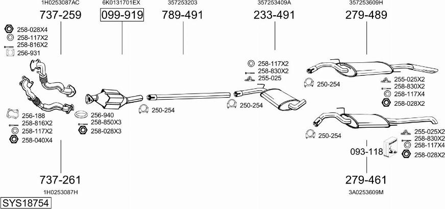 Bosal SYS18754 - Система випуску ОГ autocars.com.ua