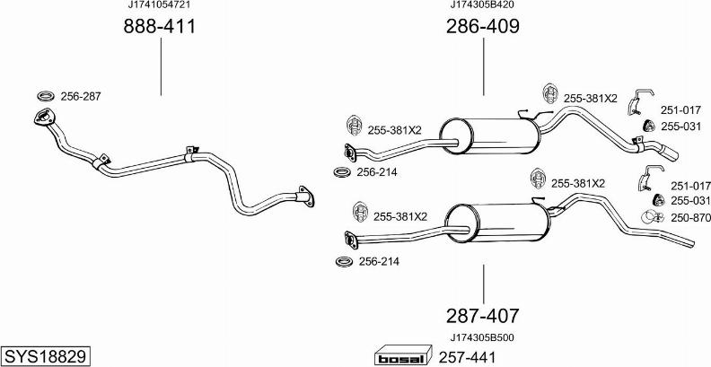 Bosal SYS18829 - Система випуску ОГ autocars.com.ua