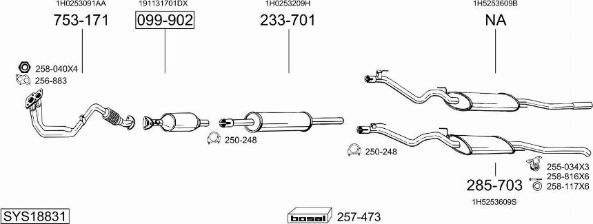 Bosal SYS18831 - Система випуску ОГ autocars.com.ua