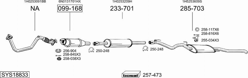 Bosal SYS18833 - Система випуску ОГ autocars.com.ua