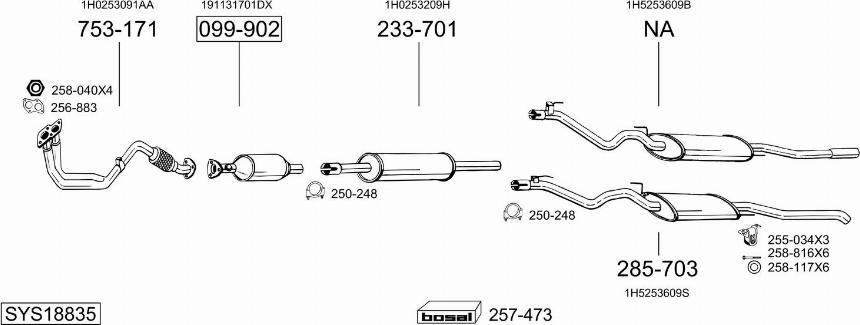 Bosal SYS18835 - Система випуску ОГ autocars.com.ua