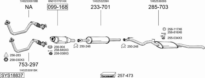 Bosal SYS18837 - Система випуску ОГ autocars.com.ua