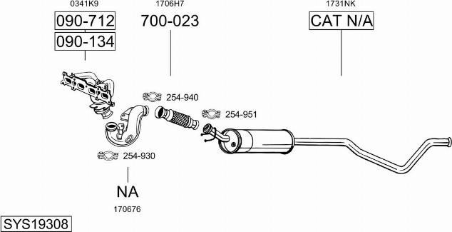 Bosal SYS19308 - Система випуску ОГ autocars.com.ua