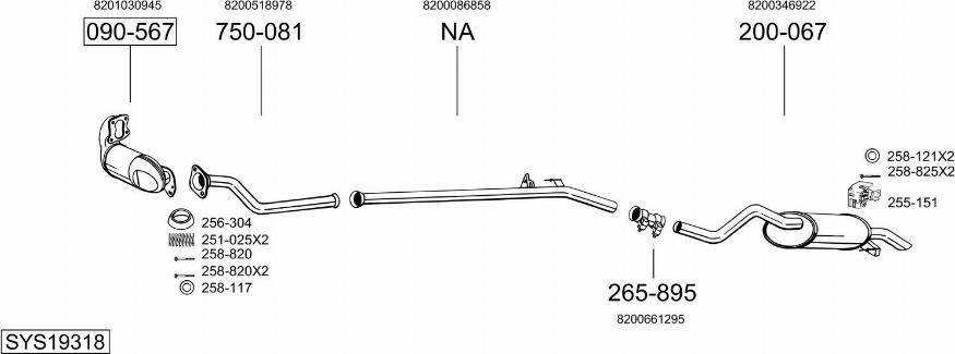 Bosal SYS19318 - Система випуску ОГ autocars.com.ua