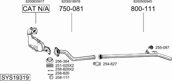 Bosal SYS19319 - Система випуску ОГ autocars.com.ua