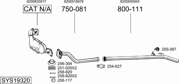 Bosal SYS19320 - Система випуску ОГ autocars.com.ua