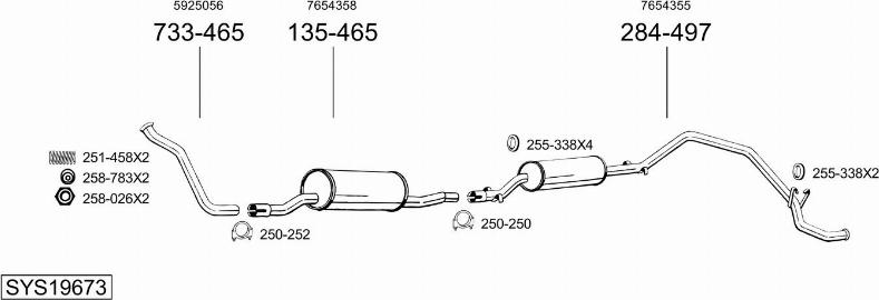 Bosal SYS19673 - Система випуску ОГ autocars.com.ua