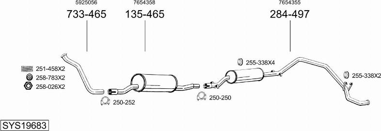 Bosal SYS19683 - Система випуску ОГ autocars.com.ua