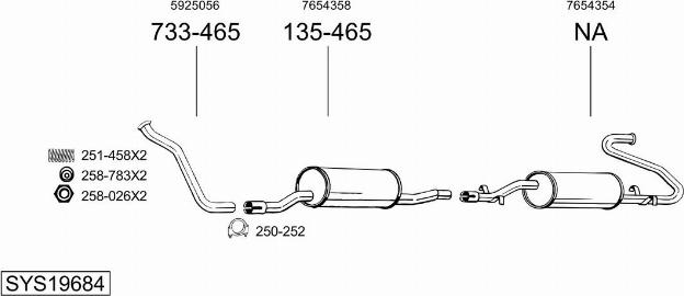 Bosal SYS19684 - Система випуску ОГ autocars.com.ua