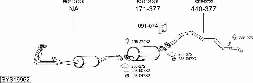 Bosal SYS19962 - Система випуску ОГ autocars.com.ua