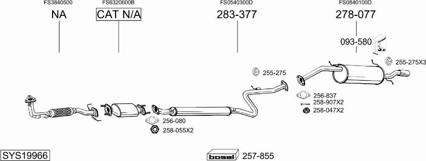 Bosal SYS19966 - Система випуску ОГ autocars.com.ua