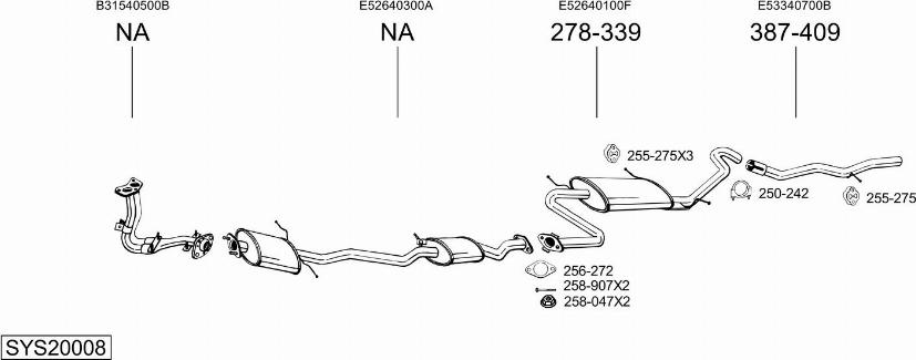 Bosal SYS20008 - Система випуску ОГ autocars.com.ua