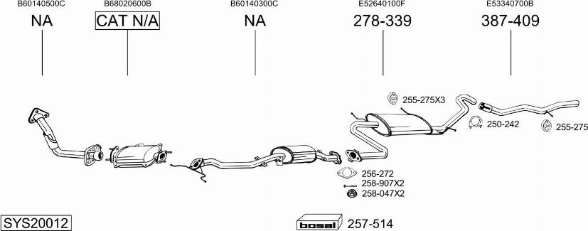 Bosal SYS20012 - Система випуску ОГ autocars.com.ua