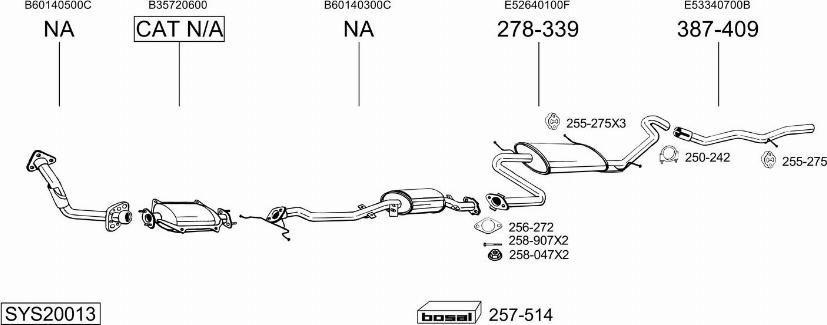 Bosal SYS20013 - Система випуску ОГ autocars.com.ua