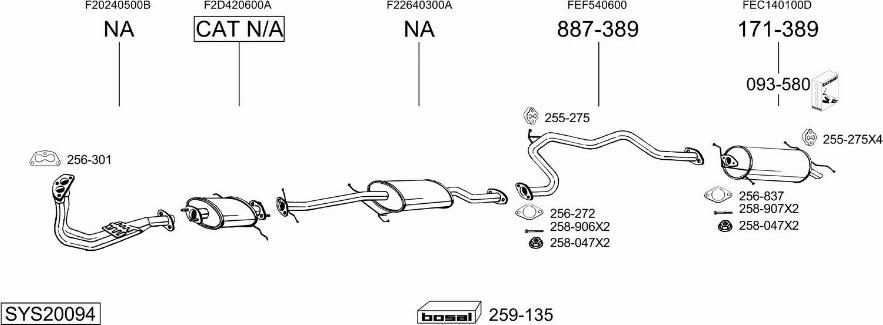 Bosal SYS20094 - Система випуску ОГ autocars.com.ua