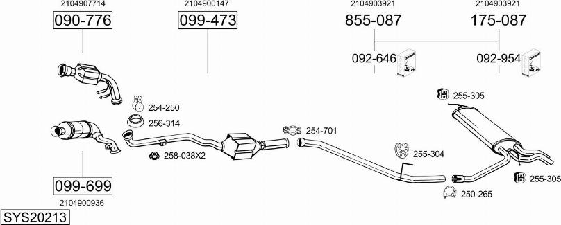 Bosal SYS20213 - Система випуску ОГ autocars.com.ua