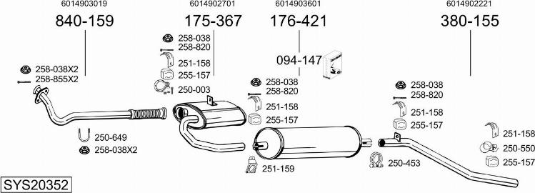 Bosal SYS20352 - Система випуску ОГ autocars.com.ua