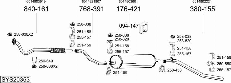 Bosal SYS20353 - Система випуску ОГ autocars.com.ua