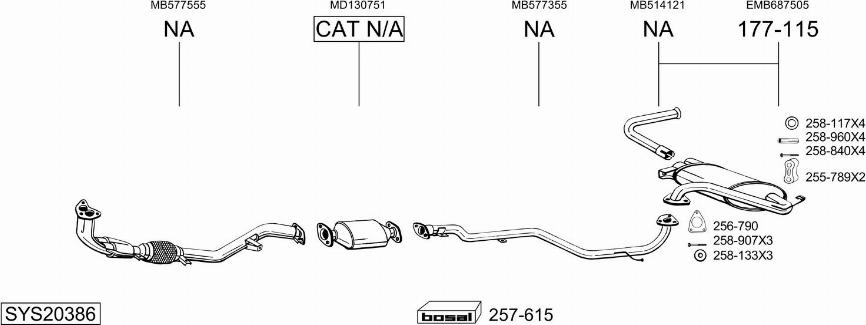 Bosal SYS20386 - Система випуску ОГ autocars.com.ua