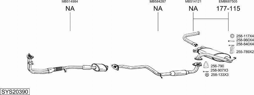 Bosal SYS20390 - Система випуску ОГ autocars.com.ua