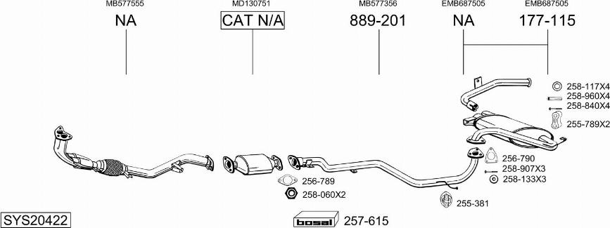 Bosal SYS20422 - Система випуску ОГ autocars.com.ua