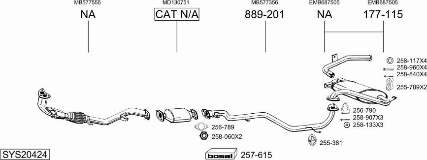 Bosal SYS20424 - Система випуску ОГ autocars.com.ua