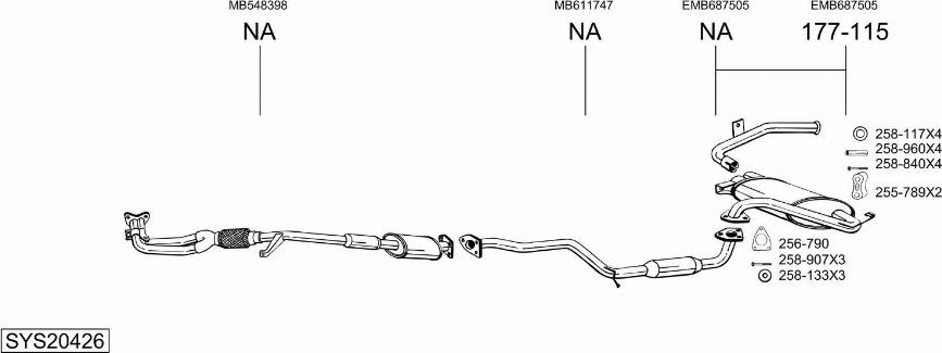 Bosal SYS20426 - Система випуску ОГ autocars.com.ua