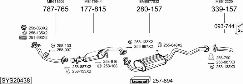 Bosal SYS20438 - Система випуску ОГ autocars.com.ua