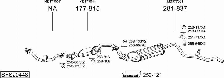 Bosal SYS20448 - Система випуску ОГ autocars.com.ua