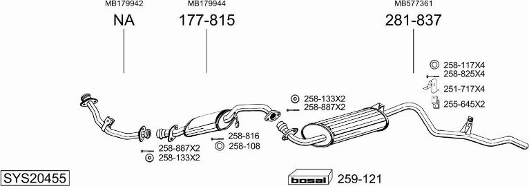 Bosal SYS20455 - Система випуску ОГ autocars.com.ua