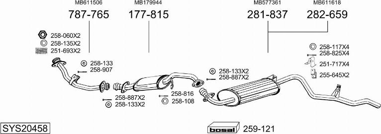 Bosal SYS20458 - Система випуску ОГ autocars.com.ua