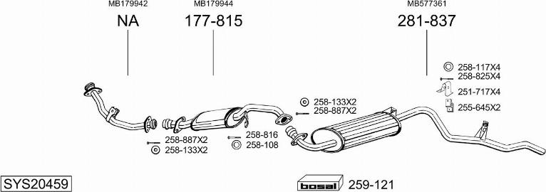 Bosal SYS20459 - Система випуску ОГ autocars.com.ua