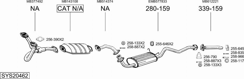 Bosal SYS20462 - Система випуску ОГ autocars.com.ua