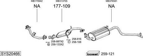Bosal SYS20466 - Система випуску ОГ autocars.com.ua