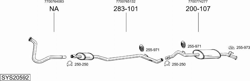 Bosal SYS20592 - Система випуску ОГ autocars.com.ua