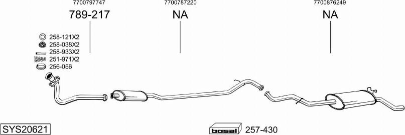 Bosal SYS20621 - Система випуску ОГ autocars.com.ua