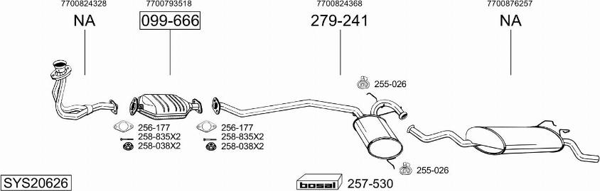 Bosal SYS20626 - Система випуску ОГ autocars.com.ua