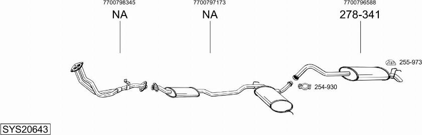 Bosal SYS20643 - Система випуску ОГ autocars.com.ua