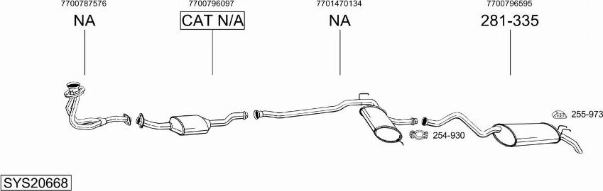 Bosal SYS20668 - Система випуску ОГ autocars.com.ua
