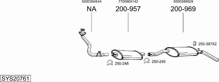 Bosal SYS20761 - Система випуску ОГ autocars.com.ua