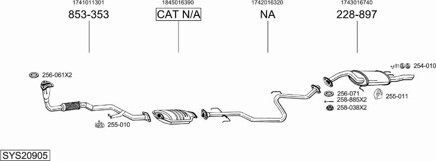 Bosal SYS20905 - Система випуску ОГ autocars.com.ua