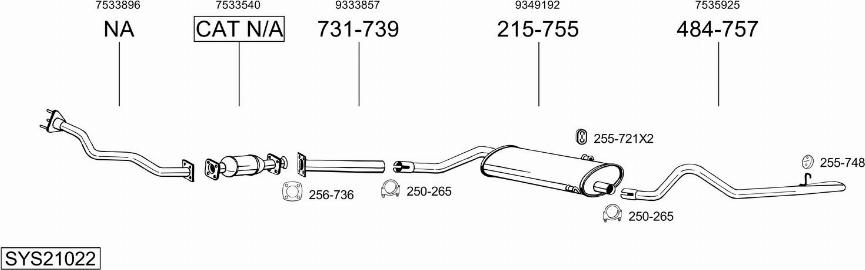 Bosal SYS21022 - Система выпуска ОГ avtokuzovplus.com.ua