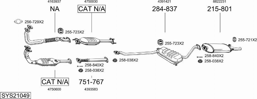 Bosal SYS21049 - Система випуску ОГ autocars.com.ua