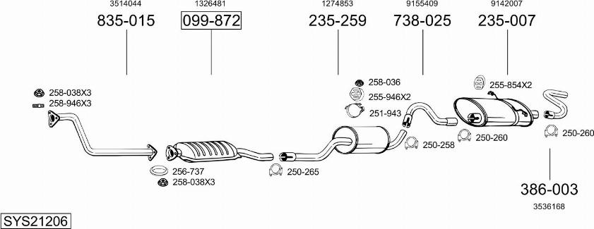 Bosal SYS21206 - Система випуску ОГ autocars.com.ua
