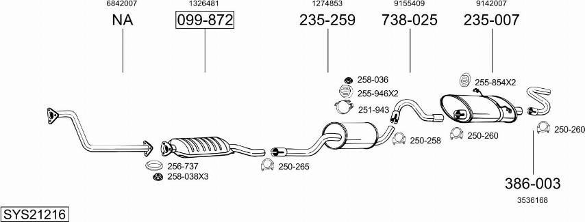 Bosal SYS21216 - Система випуску ОГ autocars.com.ua