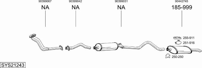 Bosal SYS21243 - Система випуску ОГ autocars.com.ua
