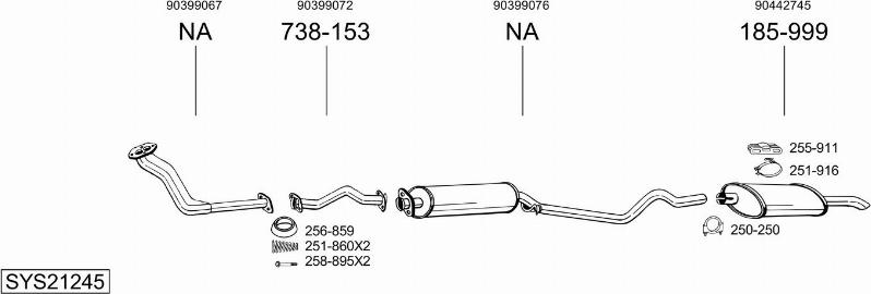 Bosal SYS21245 - Система випуску ОГ autocars.com.ua